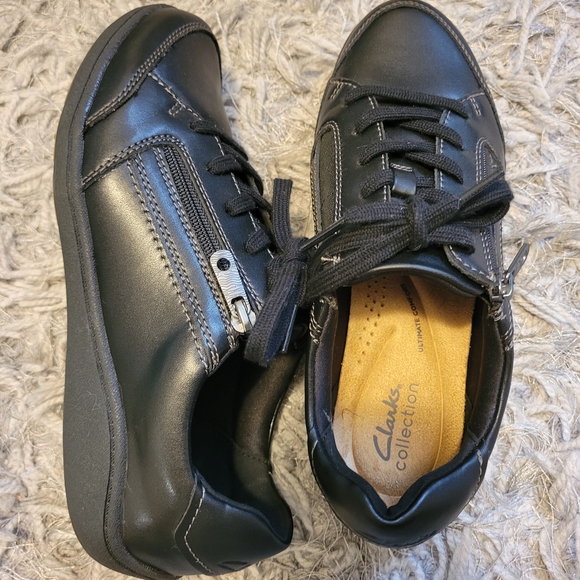 Clarks Black women Brylanne Bayla  Leather Sneakers - Picture 7 of 11